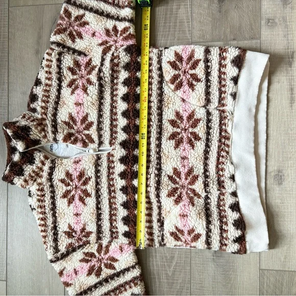 Aerie hometown holiday Cream and Brown Floral fleece quarter zip - Picture 11 of 11
